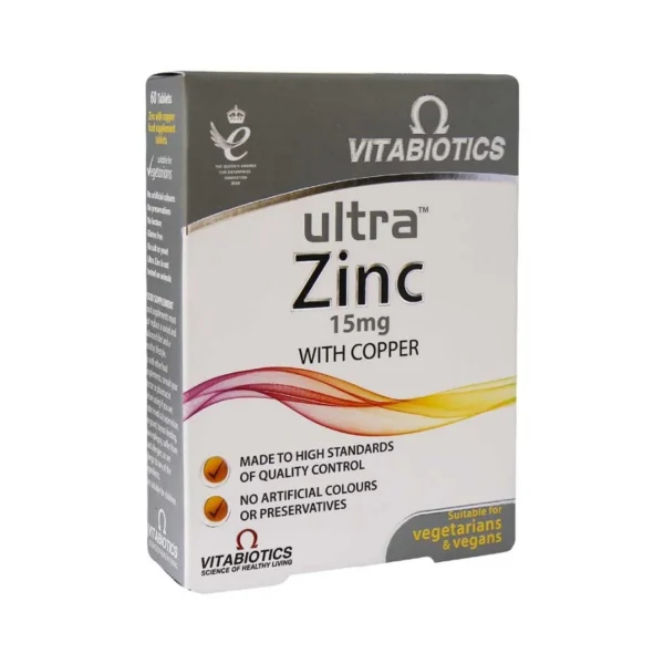 Vitabiotics-Ultra-Zinc-15-mg-60-Tablets قرص اولترا زینک ۱۵ میلیگرم ویتابیوتیکس 049489