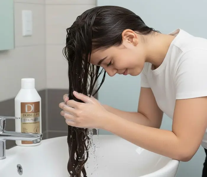 ماساژ مو با ماسک موی کراتین 4654312