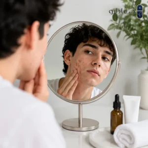 آکنه و جوش های بلوغ روی صورت پسرجوان 5456451