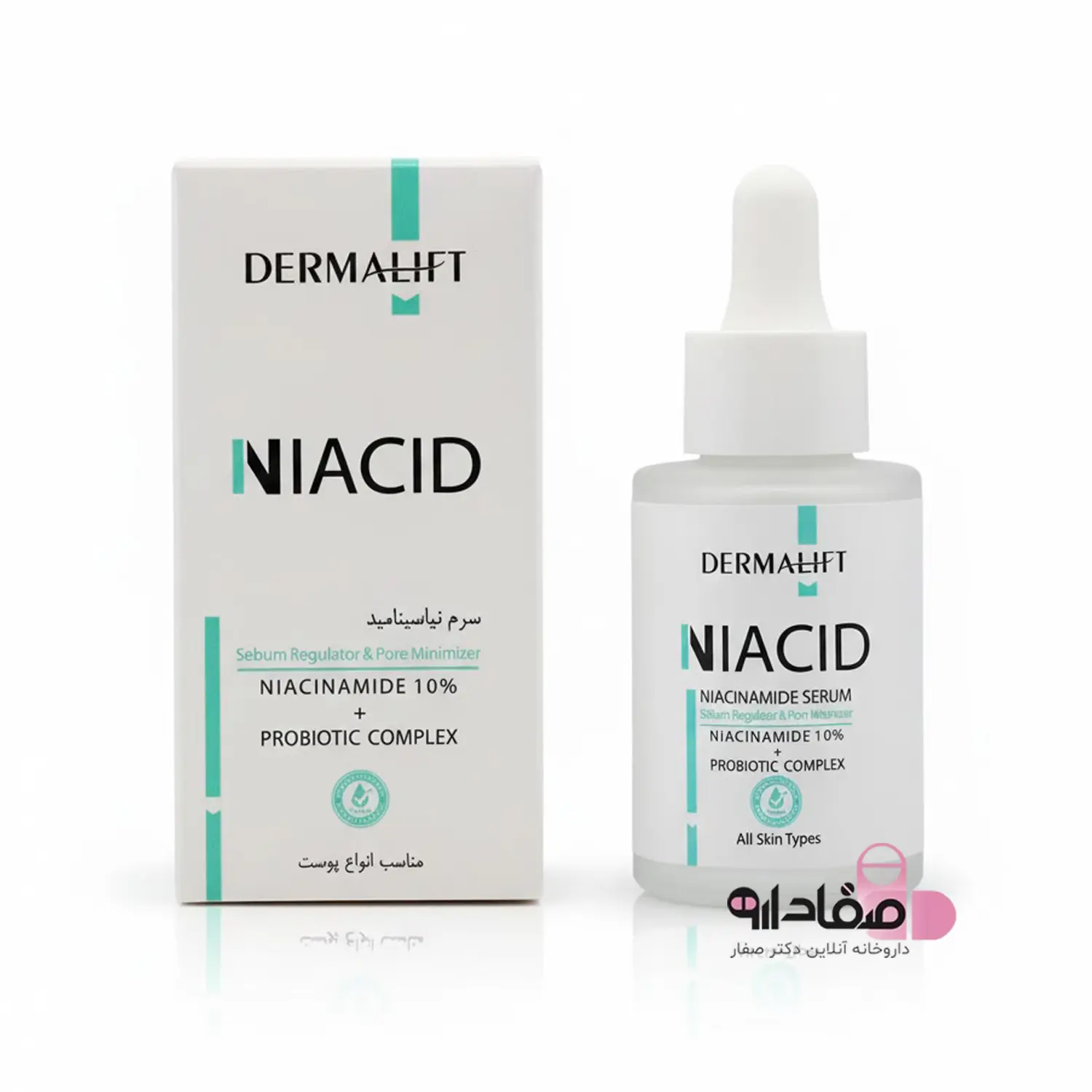 سرم نیاسینامید درمالیفت ۱۰٪ و زینک ۱٪ حجم ۳۰ میل 8654685412