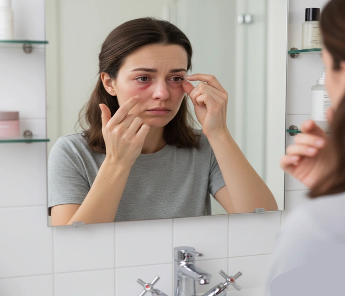 قرمزی چشم بعد از استفاده از لنز 64156312