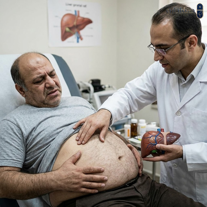 معاینه شکم و کبد توسط پزشک متخصص داخلی 654563412