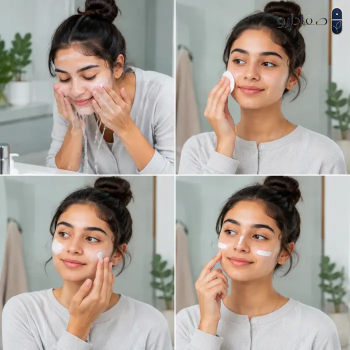 مراحل شستشو و پاکسازی در روتین پوستی نوجوانان 64654312