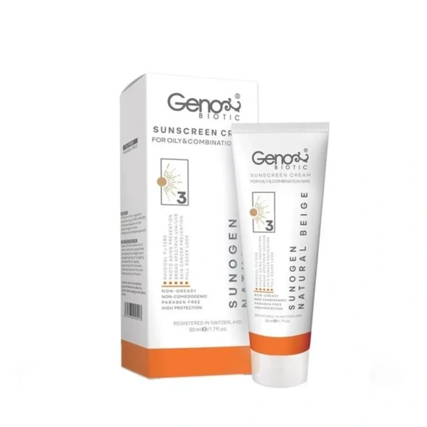 ژنو-3 کرم ضدآفتاب SPF 50 بژ طبیعی ژنوبایوتیک ۵۰ میلیلیتر 9049498